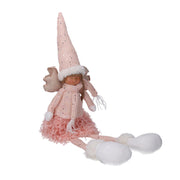 Pink fabric led angel cm15x12h65