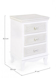White wooden chest of 3 drawers Charlene 41 x 33.5 x 68.5 cm