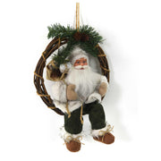 Woven Santa Claus on green-white garland cmh30