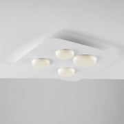 White metal and aluminum ceiling lamp with four integrated LED lights 45x45x h5 cm