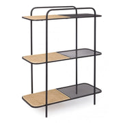 Shaped steel bookcase with three shelves Anthracite ELYOT 82x35x h100 cm