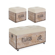 Set of 3 beige MDF poufs TAVEL PARIS