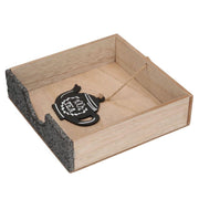Napkin holder in slate wood square teak cm20x20h5