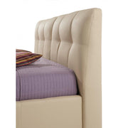 Double bed in cream eco-leather w - container 182x216xh.104 cm
