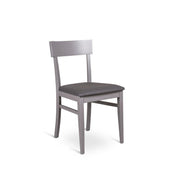 Chair in dark gray lacquered wood with imitation leather seat 44x45xh. 82 cm