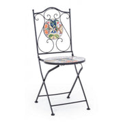 Outdoor garden chair in steel with folding ceramic
