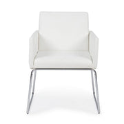 Chair with armrests in imitation leather White SIXTY 60x54x h80.5 cm