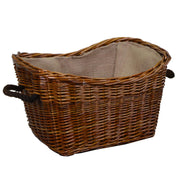 Wicker basket jute lining with rectangular brown rope handles cm58x42h34