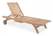 Sunbed with wheels in Teak