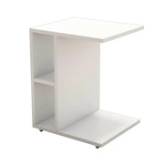 Newceylin sofa table with computer holder and open compartments in white