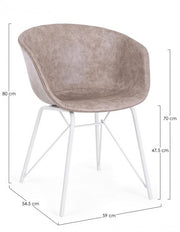 Warhol white beige faux leather vintage chair 59 x 54.5 x 80 cm