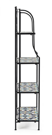 Country style Positano 4-shelf metal bookcase cm 57x28x133h