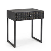 Black coffee table 1 drawer in industrial style wood 50x35x55