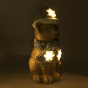 Resin cat led blue hat 19,5x18,5h40 cm