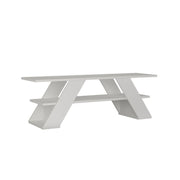 Open TV stand 2 shelves BUTTERFLY white 120x33,5x40 h cm