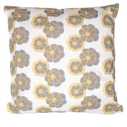 Square gray yellow flower fabric cushion cm45x45h10