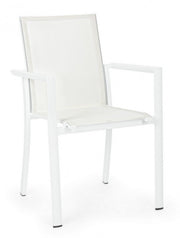 Konnor white aluminum chair with armrests