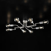 Design ceiling lamp in iron Silver White eight lights 83x h17 cm
