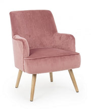 Vintage living room armchair in Antique Pink velvet ADELINE 60x67x h79 cm