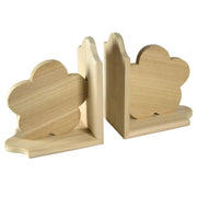 Pair of bookends in wood with flower cm19x17x19