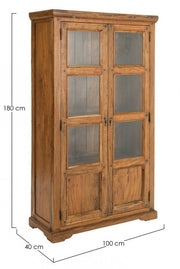 Showcase with 2 brown doors in rustic style wood
