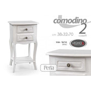 Comodino con ripiano e due cassetti bianco cm 38 x 31 x 70 h