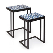 Set of 2 NEAPOLIS coffee tables in steel with mdf top decorated with print 62.5h 56h cm