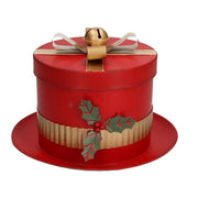 Round hat red metal box cmø29h20,5