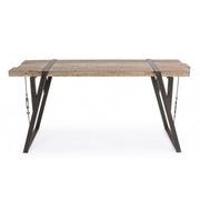 Steel console with wooden top BLOCKS 153x44 h76 cm