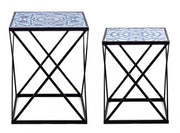 Set of 2 NEAPOLIS coffee tables in steel with mdf top decorated with print 55h 47h cm