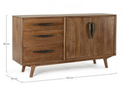 Sideboard 2 doors - 3 brown drawers in vintage style wood