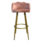 Elegant and Comfortable Pink Velvet Stool with Matte Gold Legs
