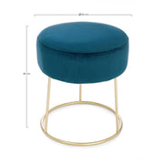 CLARISSA blue velvet pouf diameter 35x h40 cm
