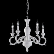 White Shabby wooden chandelier five lights 50x h50 cm