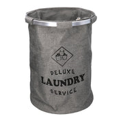 Foldable round gray fabric basket cm ø40h55