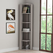 Light Mocha 5-Shelf Corner Bookcase 34x34x161 cm