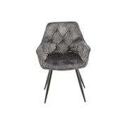 Modern Dark Grey Velvet Senna Chair with Black Metal Frame