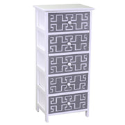 Mobile chest of drawers white gray 5 drawers 40x29x90h cm