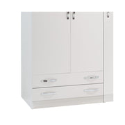 3-door wardrobe with drawers in White Ash Cm 135x52xH 210