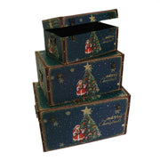 Rectangular tree blue eco-leather trunk 1-3 cm59x36h33