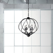 Chandelier deco suspension iron Black Silver decoration four lights 43x h50 cm