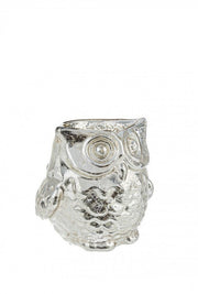 Set of 4 Owl Votive Candles, Crackle Gold