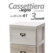 Cassettiera moderna multiuso bagno cucina anticata cm 61 h