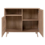 Sideboard with two doors and open compartment with wicker effect BALI 101x40x h87 cm