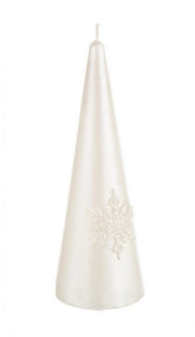 12x White Pearl Cone Candle H15