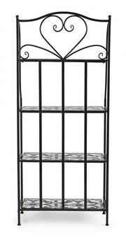 Country style Positano 4-shelf metal bookcase cm 57x28x133h
