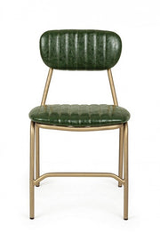 Addy modern chair in steel covered in dark green retro color