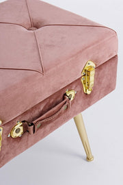 Stool with container in Antique Pink velvet POLINA 50x34x h42 cm