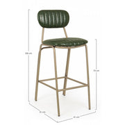 Addy dark green vintage bar stool 41x51x100h cm