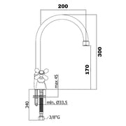 Bicomando Paini Monaco Kitchen Mixer - 30 cm x 20 cm x 4.3 cm